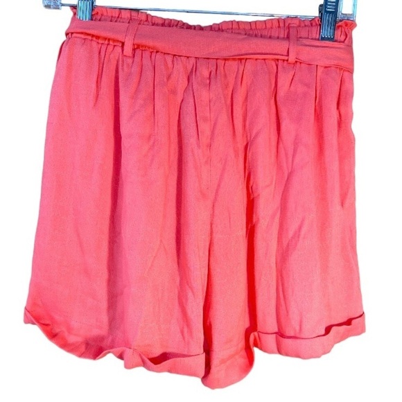 Francesca's Tie Front Elastic Waist Lined High Rise Shorts Coral Size Medium NWT - Picture 5 of 12